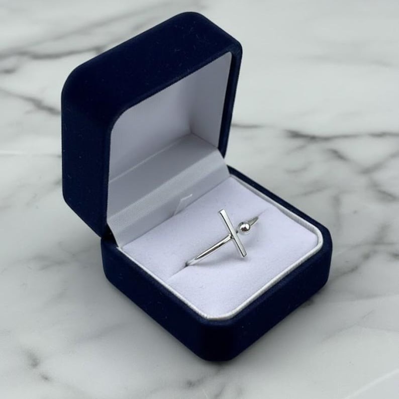 Sterling Silver Open Ring • Minimal Bar Ring • Adjustable Dainty Silver Ring