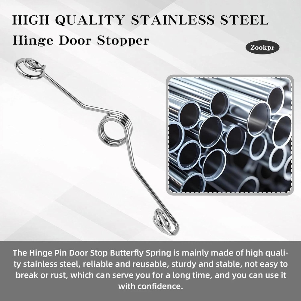 10 Pack Hinge Pin Door Stop Butterfly Spring to Keep Door Open Hinge Stopper for