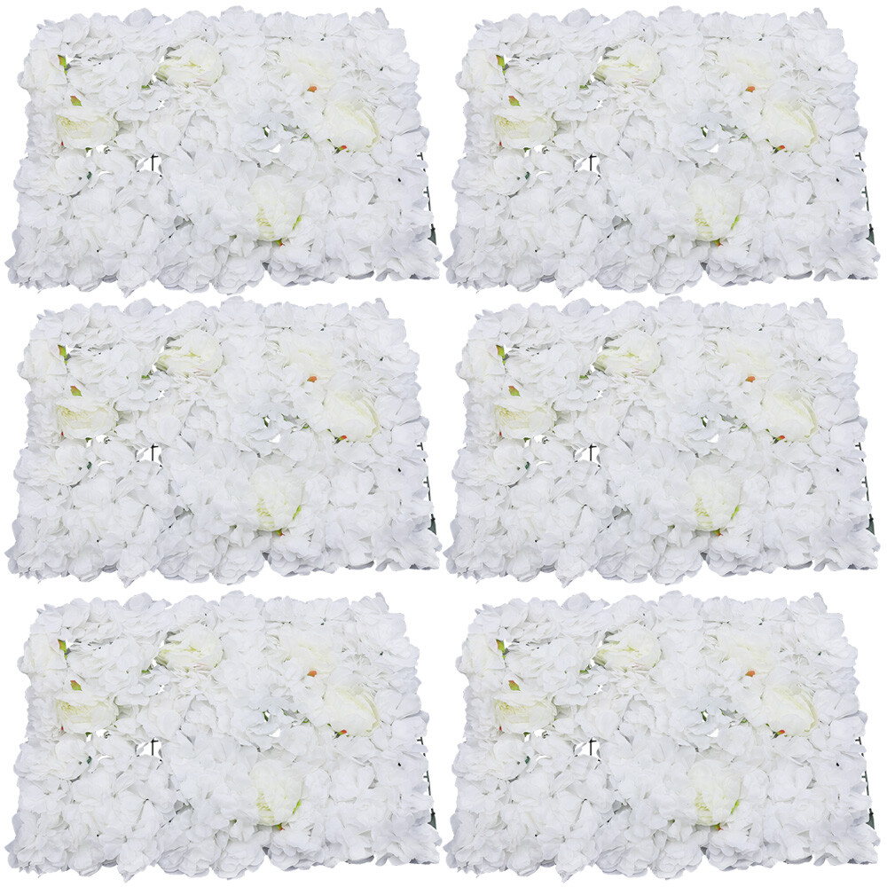 6pcs White Artificial Rose Hydrangea Flower Wall Panels Wedding Party Decor