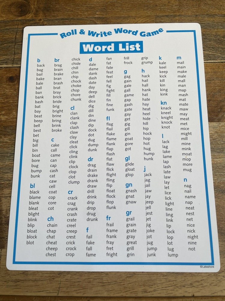 Lakeshore Roll & Write Word Game