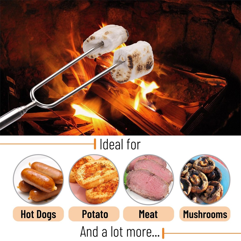 UNCO Marshmallow Roasting Sticks - 10 Pack, 45" Medium, Orange + Silver