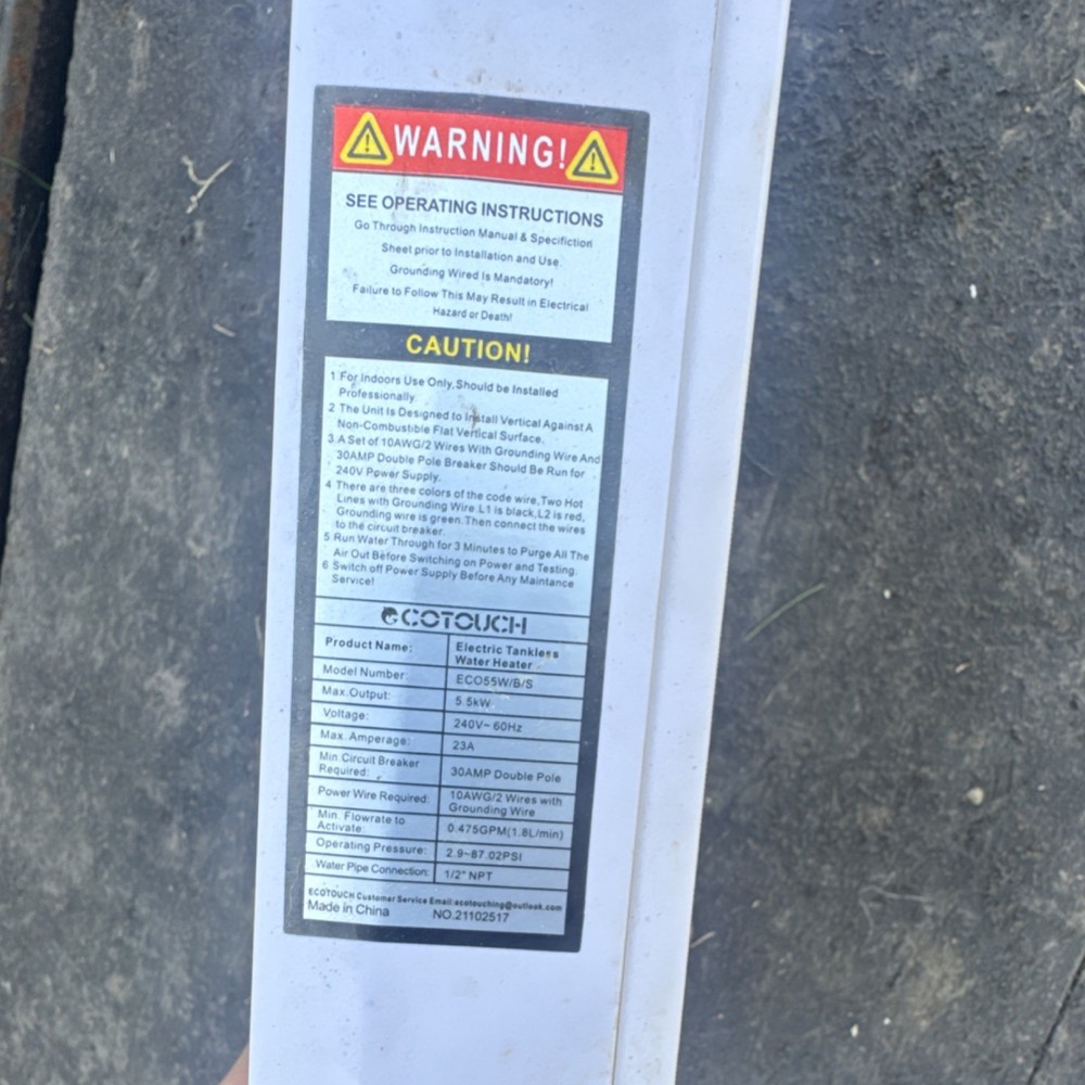 ECOTOUCH Instant Electric Tankless Water Heater 5.5kW 240V 23A Silver Digital