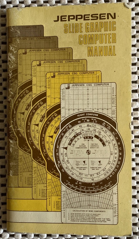 VintageJeppesen E6B Student Pilot Flight Computer Calculation Tool Book And Case
