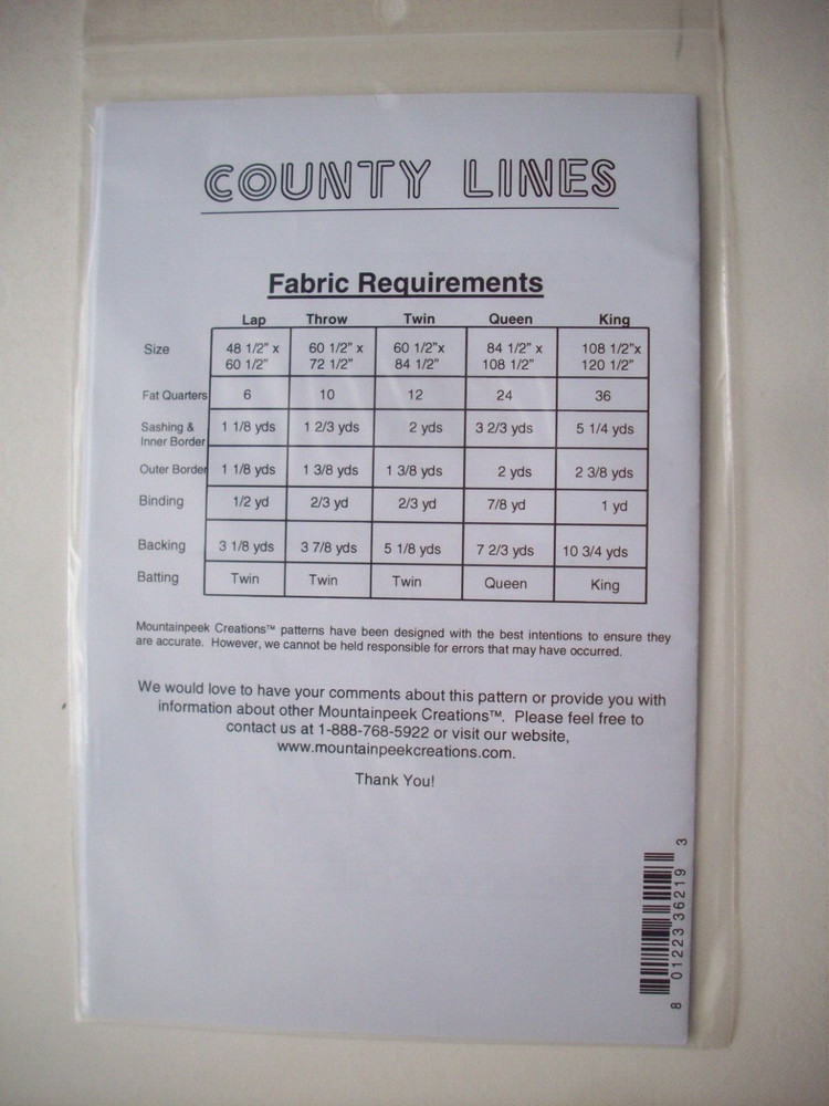 County Lines pieced modern block quilt pattern uncut *A2