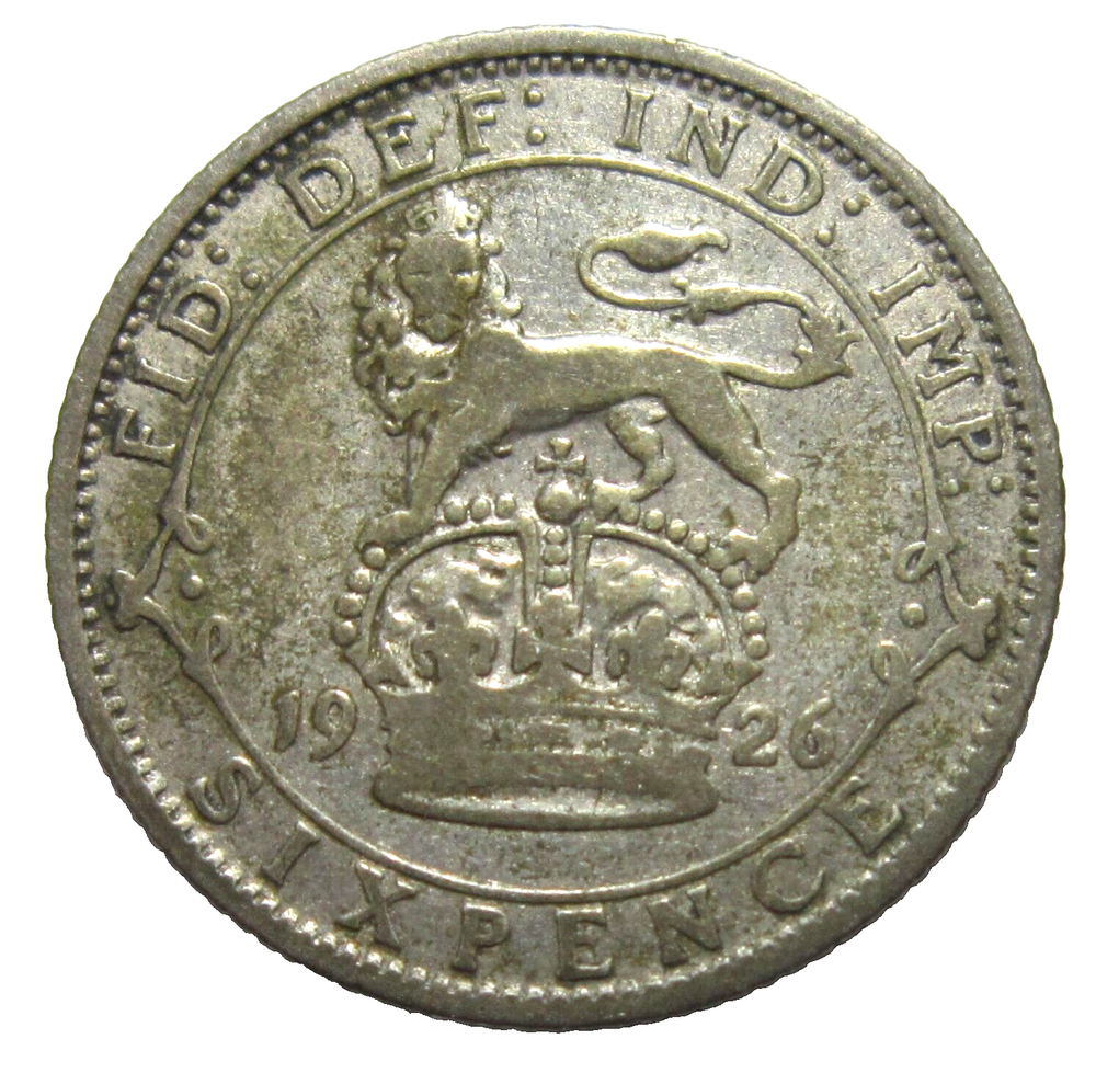 GREAT BRITAIN. SILVER 6 PENCE, 1926. KING GEORGE V.