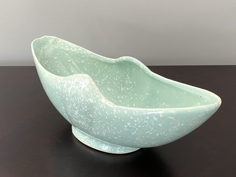 Mid Century Pottery Planter Splatterware Speckle Pattern Vintage 11" Long