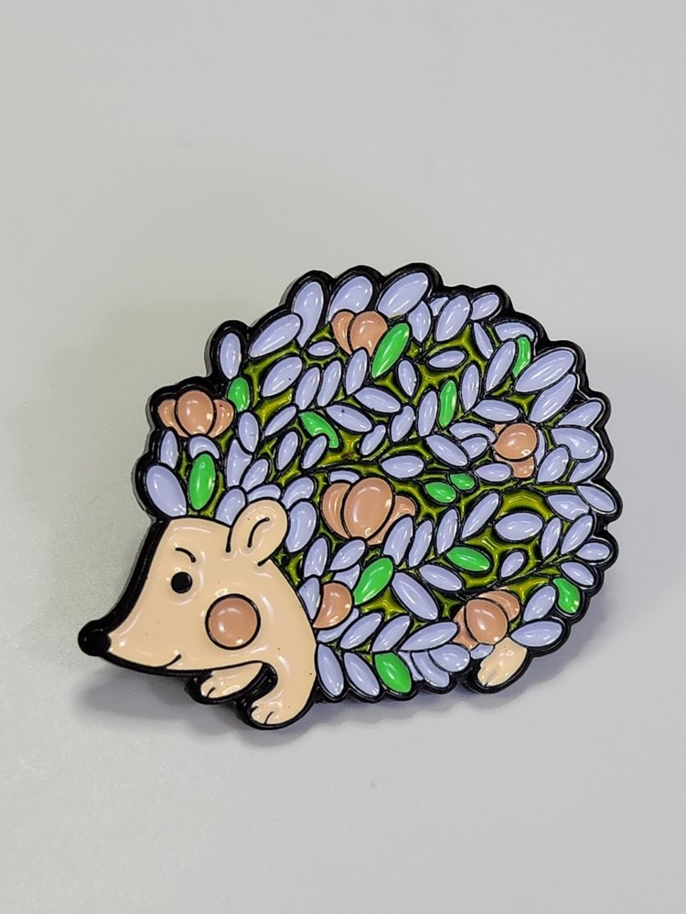 Hedgehog Covered in Leaves Lapel Pin