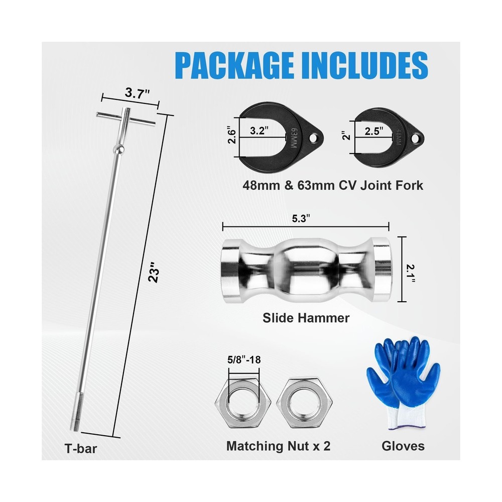 Inner CV Axle Puller Tool with 5/8"-18 Slide Hammer, Slide Hammer Puller Set ...