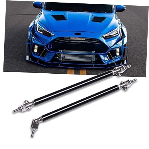 2× Universal Front Bumper Lip Support Adjustable 8"-11" Support Rod Black