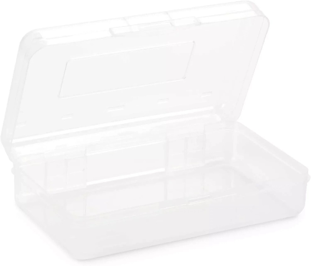 BLUE SUMMIT PLASTIC PENCIL BOXES,CLEAR-4 PACK