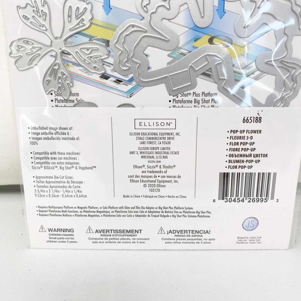 Sizzix Thinlits Pop Up Flower Rose Cutting Dies Jessica Scott Cards 665188 NEW