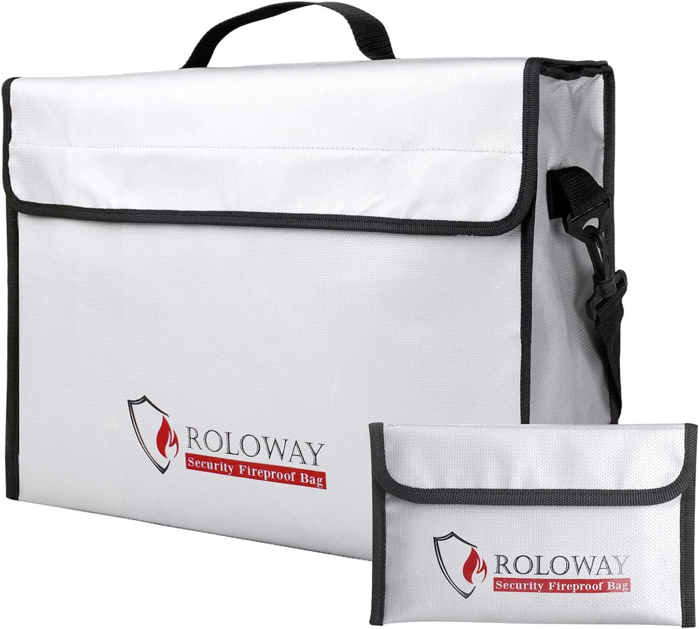 ROLOWAY Fireproof Document & Money Bags, Large Fireproof & Water Resistant Ba...