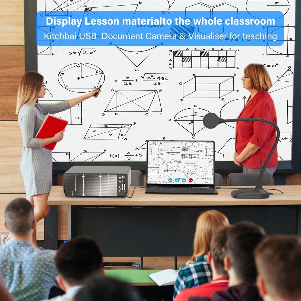 Document Camera for Teachers, Webcam and Overhead Camera for Classroom with M...