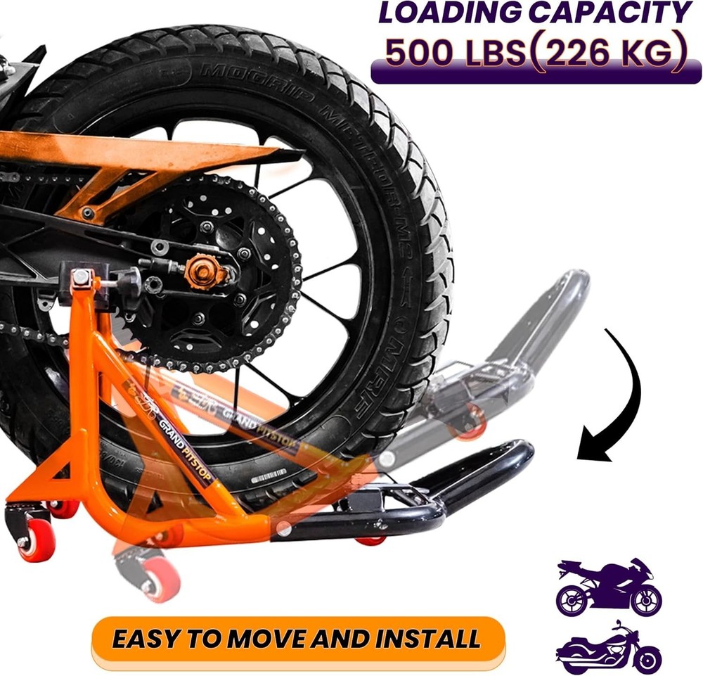 Universal Motorcycle Paddock Stand - Adjustable, Heavy-Duty, 500 lbs Capacity