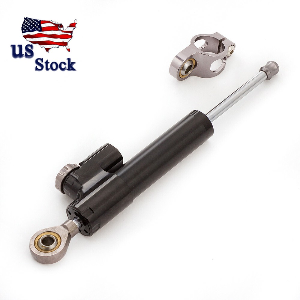 Universal CNC Black&Gray Motorcycle Adjustable Steering Damper Stabilizer Top