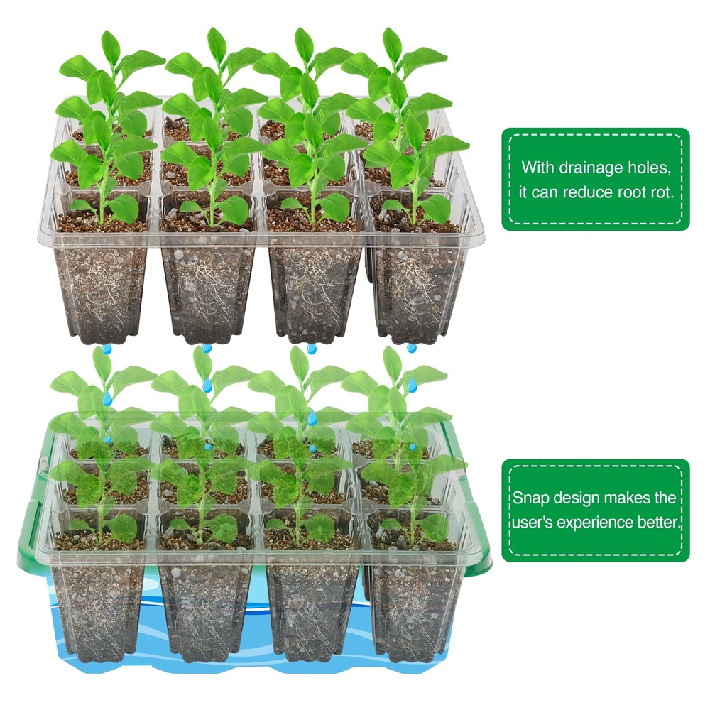 10 Packs Seed Starter Tray with Elevated Lid, 120 Cells Thicken Seed Starting...