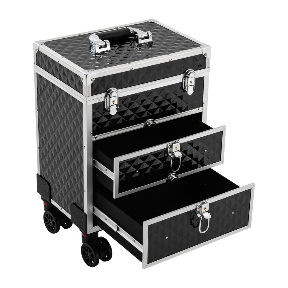 Rolling Makeup Case Train Case Cosmetic Trolley Cosmetic Organizer Case