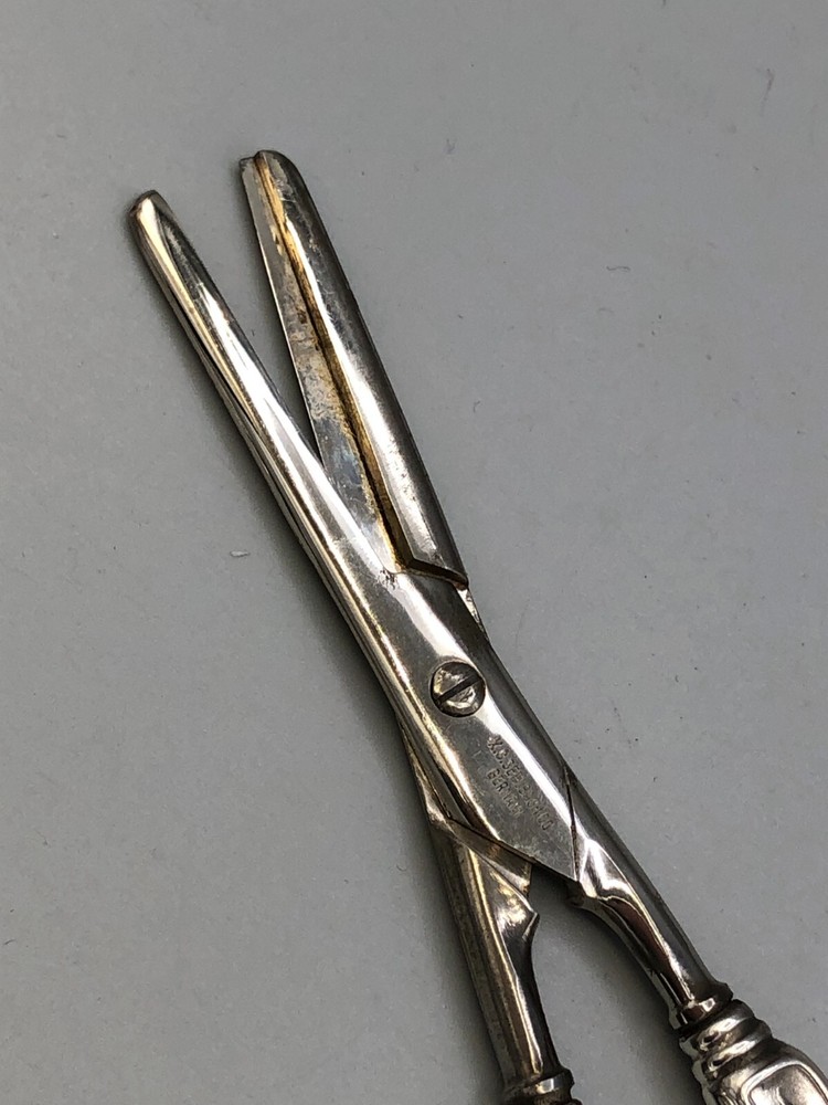 Vintage Sterling Silver handle Grape Scissors 6.75"