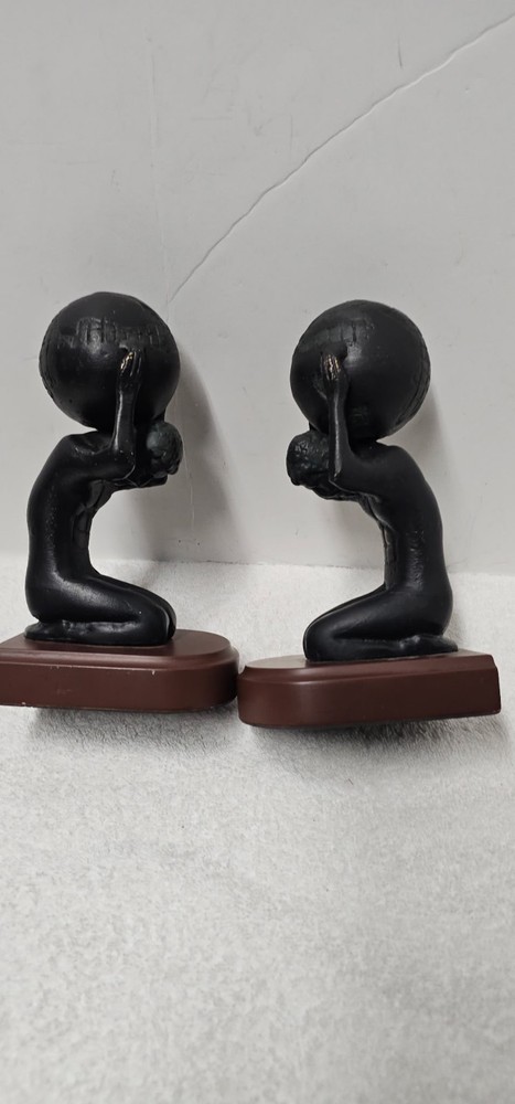 Atlas Holding Globe Statues Art Decorative Bookends Set