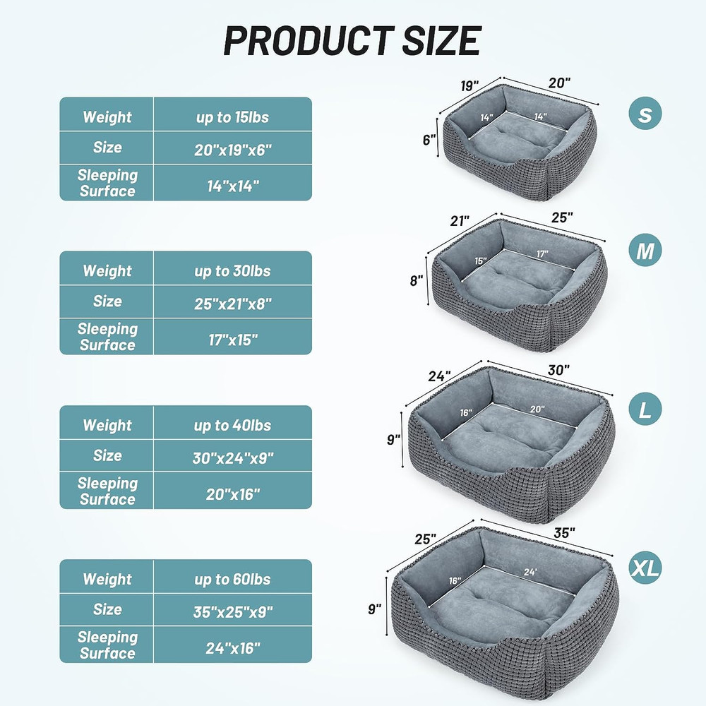 Orthopedic Dog Bed - Washable, Soft, Anti-Slip, Multiple Sizes Available