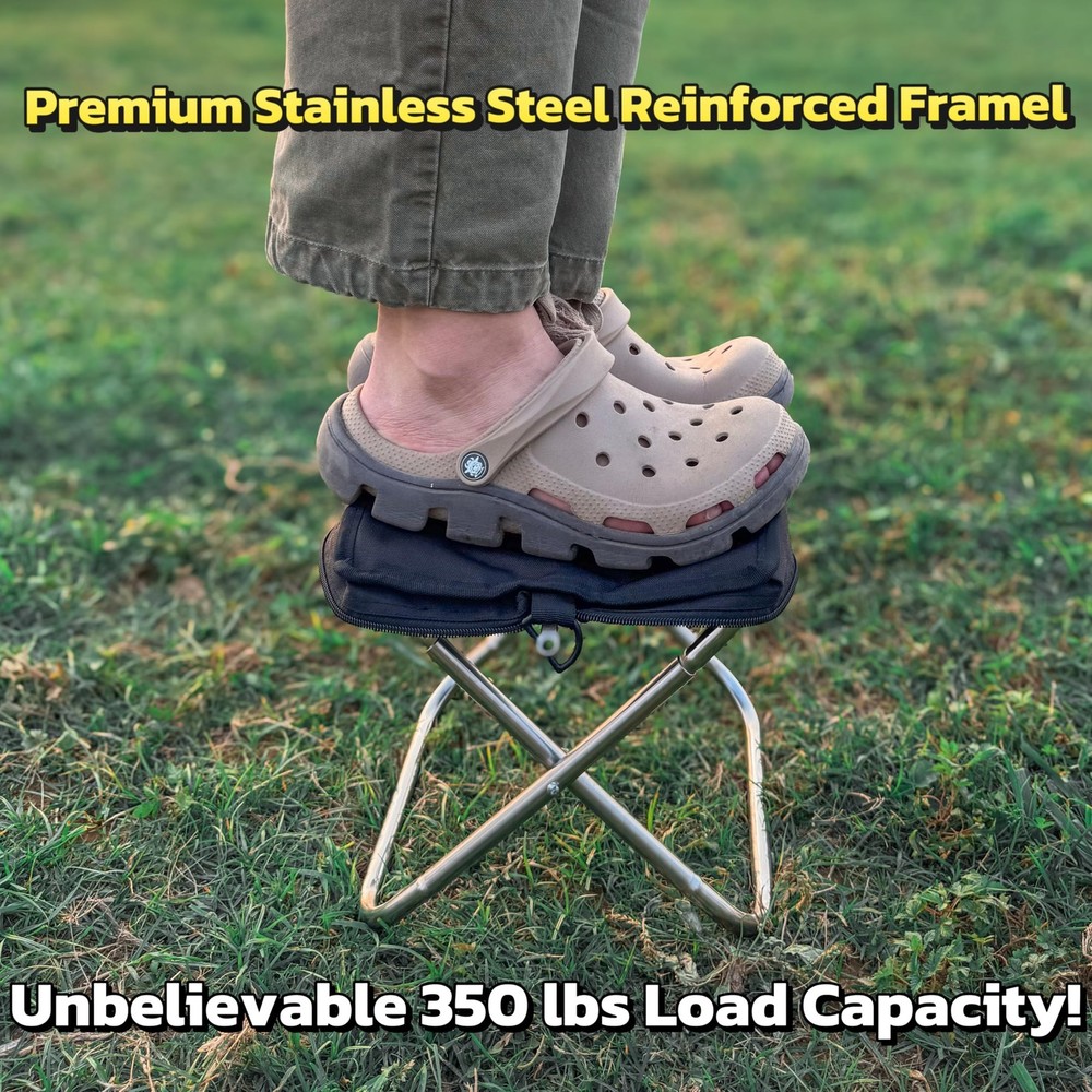 Lightweight Camping Stool 1.5lbs & Compact 12" - 350lbs Capacity! 3-Second Se...