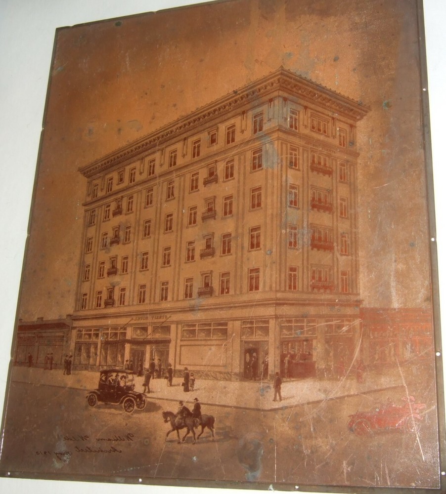 Architectural Copper Engraving Artist Signed 1918 Building