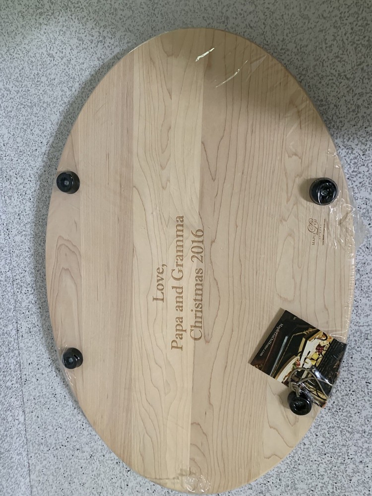 PERSONALIZED MAPLE WOOD CUTTING + CHEESEBOARD 18 X 12" OVAL