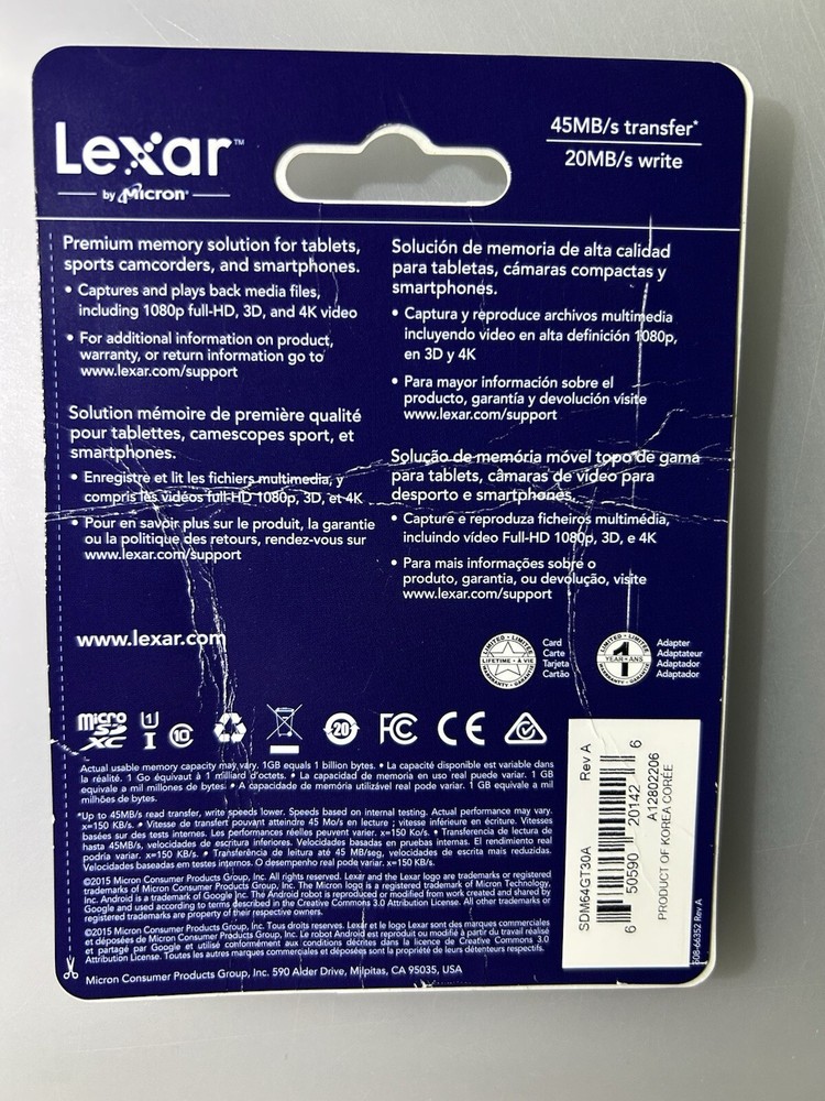 LEXAR- 64GB, High Performance 300x microSDXC, UHS-1