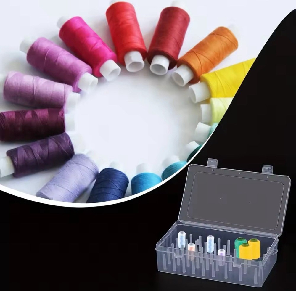 Embroidery Thread Storage Box – 42 Rolls, Clear Pp Plastic, Portable Design