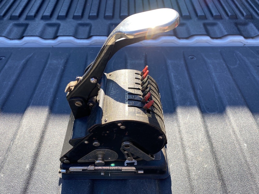 Vintage Check Writer By HEDMAN MFG CO