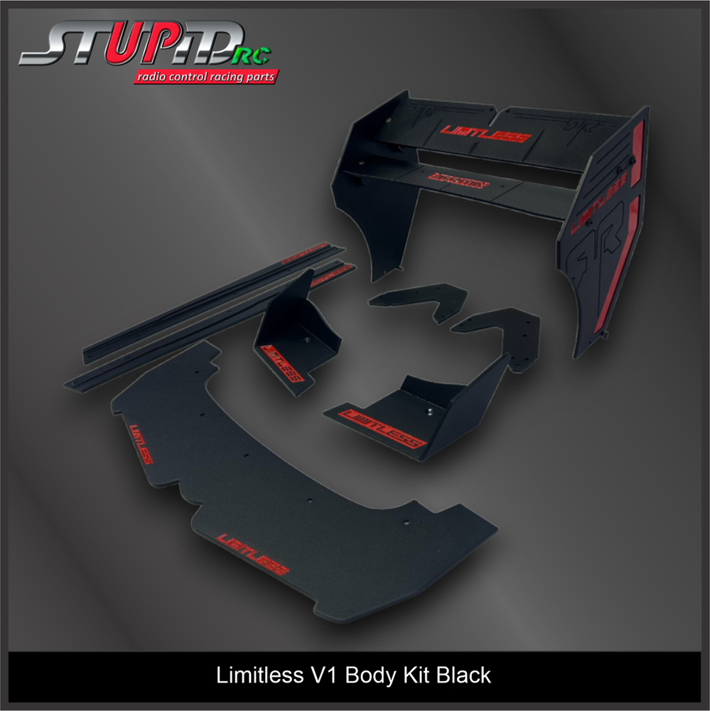 Arrma Limitless V1/V2 Front, Side And Adjustable Wing Kit Black - StupidRC