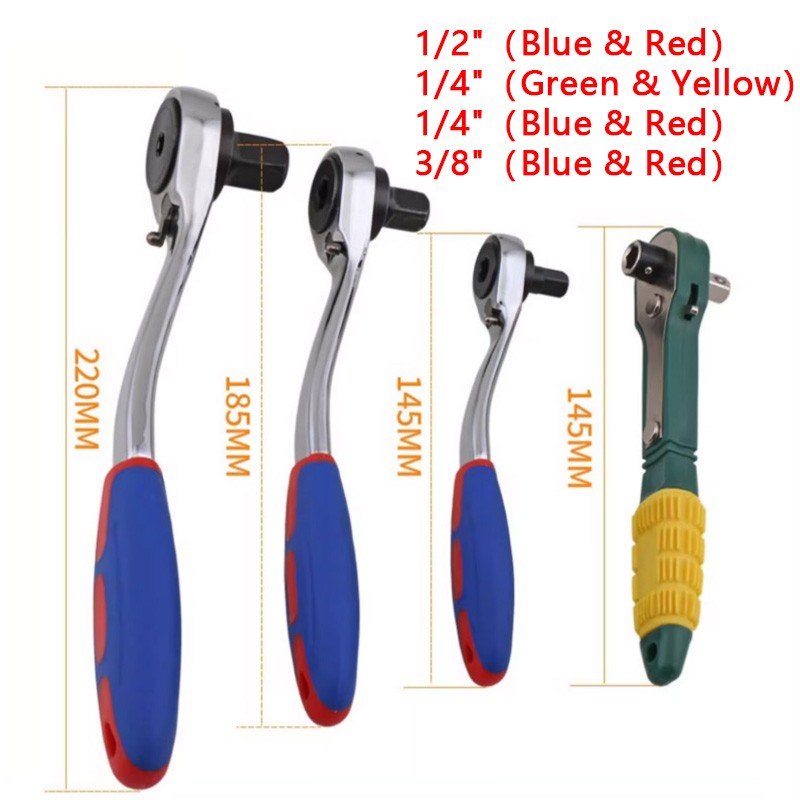 Socket Reversible Flexi Head Ratchet Handle Quick Release 1/4" 3/8" 1/2" Tool