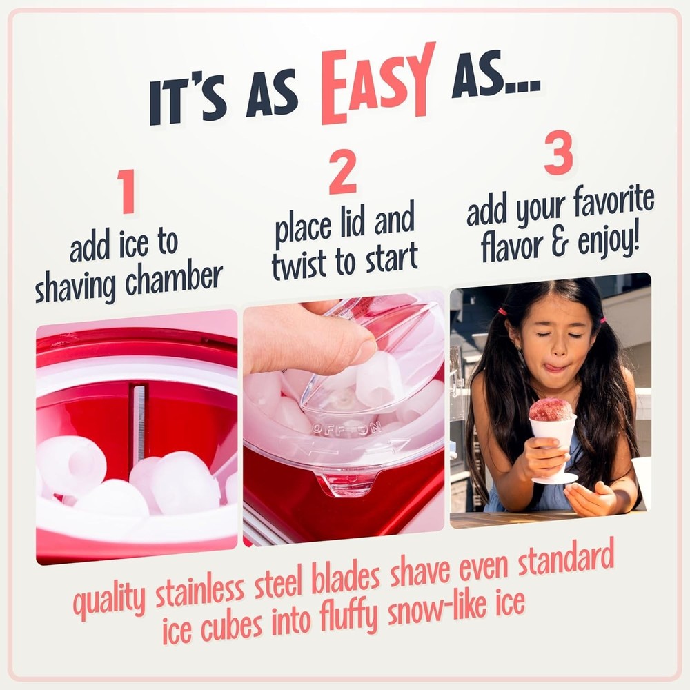 Party-Ready Snow Cone Maker: Shaves Ice, Includes Cup & Scoop - Retro Style