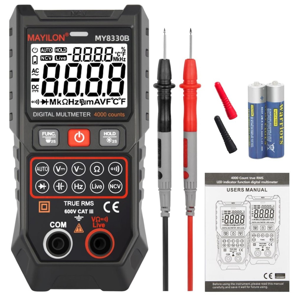 Multimeter TRMS 4000 Counts Digital Multimeter DC AC Voltage Tester... Fast Ship