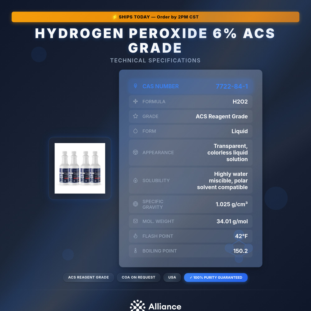 Hydrogen Peroxide 6% ACS Grade - 4 Quarts