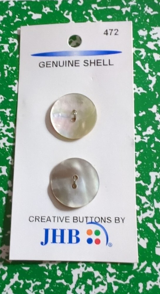 2 Vintage JHB  Genuine Shell Buttons  3/4"