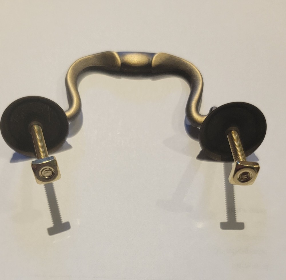 Antiqued Brass Queen Anne Drawer Pull 2 1/2" Centers Pull Antique Style