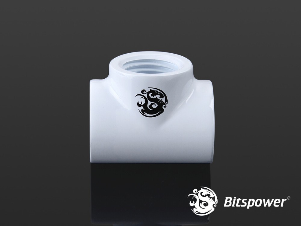 Bitspower T-Block Fitting with Triple G1/4" Female, Deluxe White