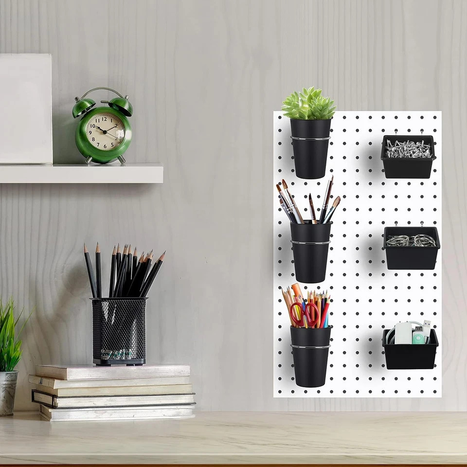 6 Sets Pegboard Bins with Hooks - Pegboard Organizer for Accessories, Tools, Sto