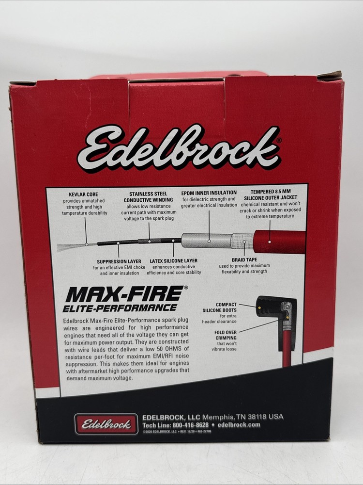 Edelbrock Max-Fire Ultra-Spark 50 Spark Plug Wire Sets 22716