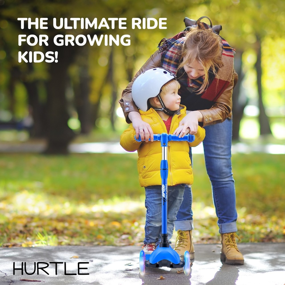 Hurtle Lightweight & Adjustable Mini Kickboard Scooter-for Kids (Blue)