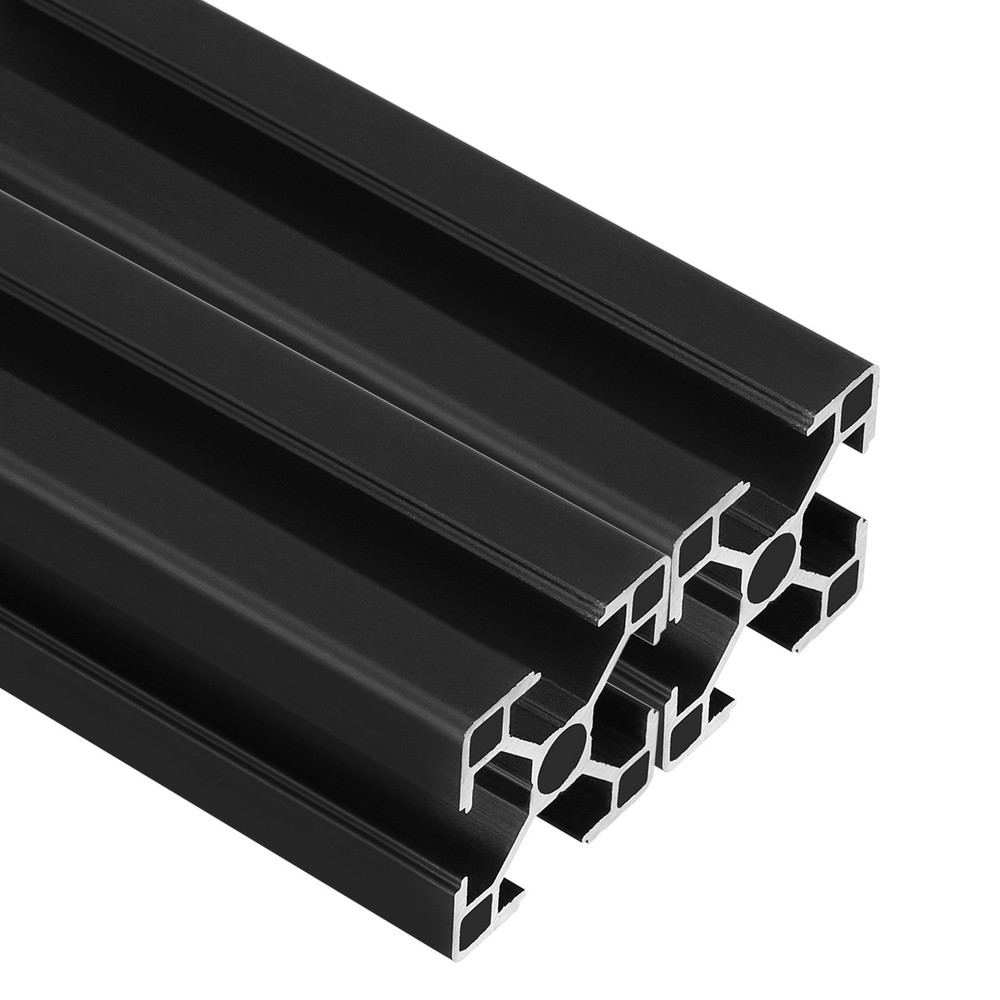 2Pcs 450mm 3030 Aluminum Extrusion Profile, Anodized Linear Rail, Black