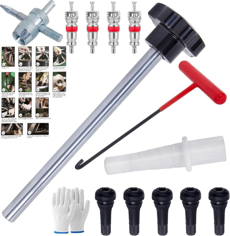 Quick Change Tire Valve Tool Kit , Tire Valve Stem Core Quickly Replacement Tool
