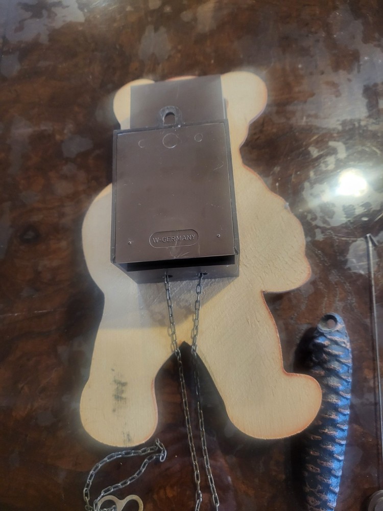 Vintage W Germany Pendulum Clock Bear With Moving Eyes - Untested