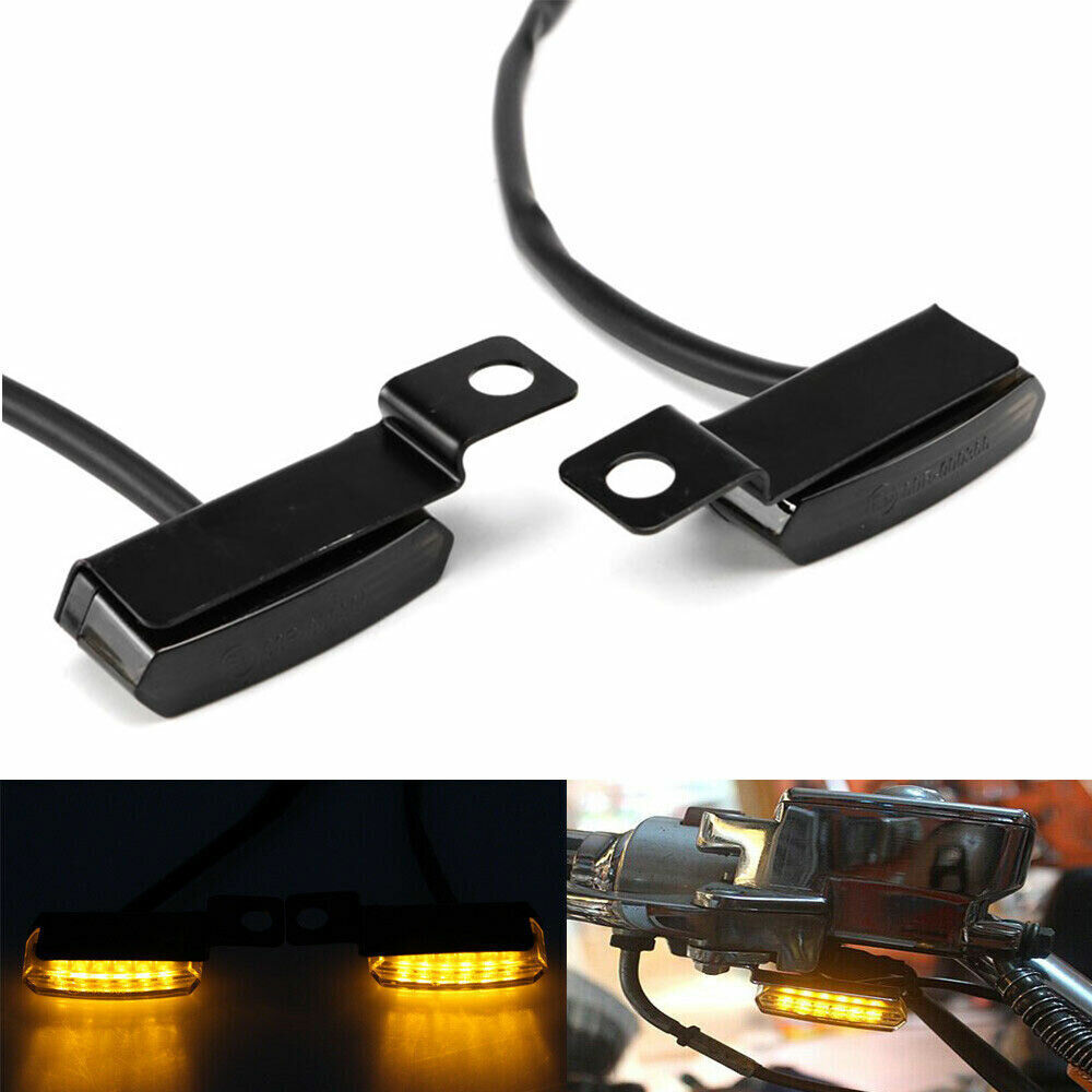 2x Mini LED Motorcycle Turn Signal Indicators Front Rear Peg Lamp Blinker Lights
