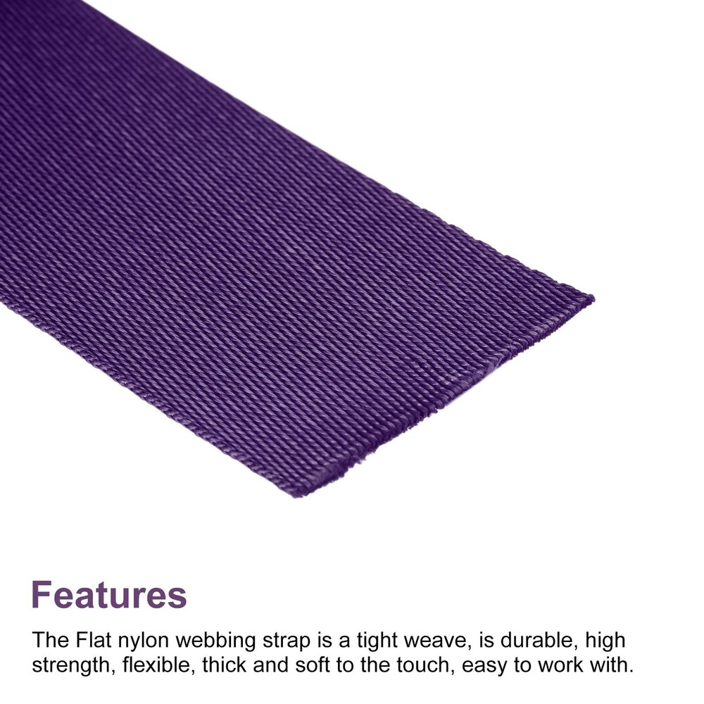 Flat Nylon Webbing Strap 1.5 Inch 10 Yards Dark Purple for Backpack
