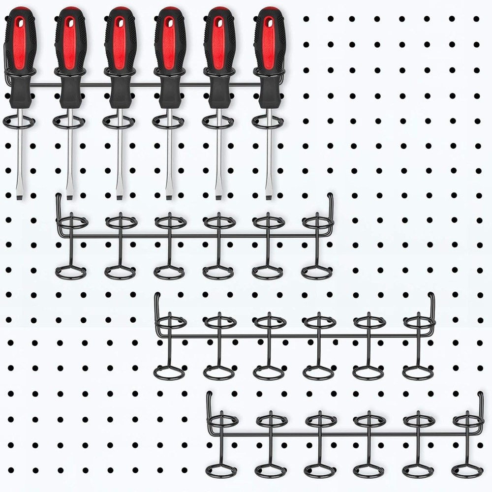 Pegboard Screwdriver Holders, Tool Organizer Racks for Pegboard, 4 Pieces
