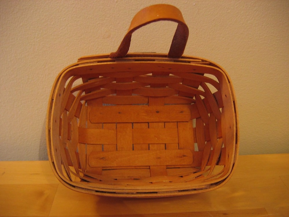 LONGABERGER Small Deep Basket with Leather Handle