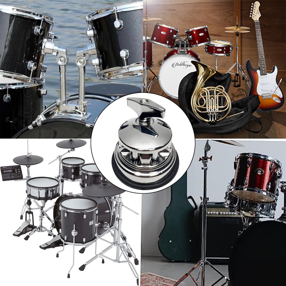 Tceapoo 3pcs Floor Tom Drum Leg Bracket Mount, Holder Base Plate Silver