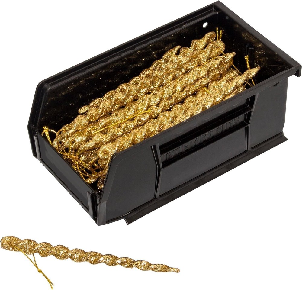 Akro-Mils 30220 Black Plastic Storage Boxes Hanging Stackable Containers 24-Pack